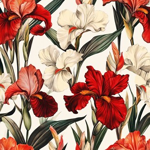 鸢尾花卉图案设计插画