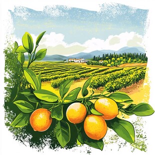 田园橘景 清新惬意的丰收画面