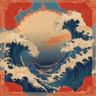 中式海浪图 尽显国风韵味