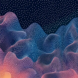 梦幻波点山峦星空背景图