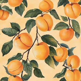 水彩风枝头黄杏图案