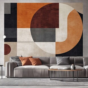 现代几何风客厅沙发背景墙