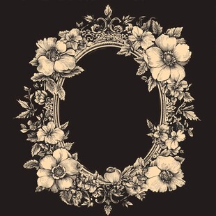 复古花卉装饰椭圆画框