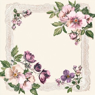 复古花卉蕾丝边框图案