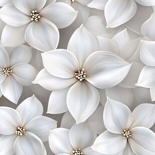白色花卉无缝图案背景