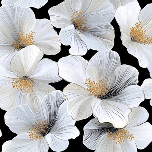 白色花卉图案 优雅艺术感