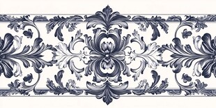 蓝白欧式花纹装饰图案