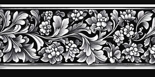 黑白花卉浮雕装饰图案