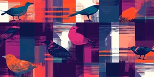 多彩鸟儿的抽象艺术图案