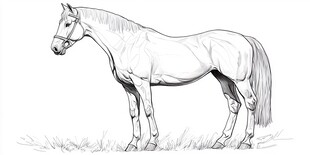 站立的素描骏马