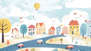 秋日温馨小镇风光