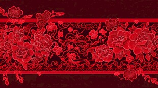 中式红牡丹花纹饰图案