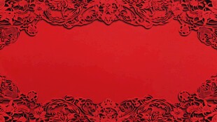 红色雕花边框背景图