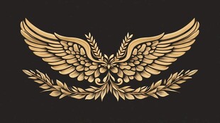 金色羽翼徽章图案设计