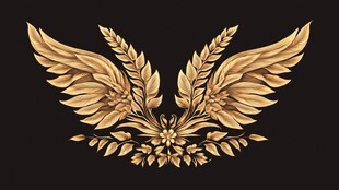 金色羽翼装饰图案