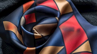 几何图案丝绸围巾特写