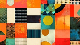 多彩几何拼接创意图案