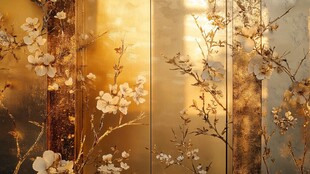 金色光影下的烂漫花枝