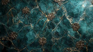 绿宝石纹理与复古花纹图案