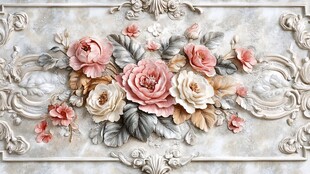 立体花卉浮雕墙面装饰