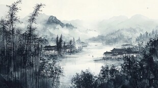 水墨山水间的静谧景致