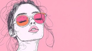 戴粉墨镜的时尚女孩