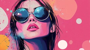 时尚酷女孩的梦幻色彩世界