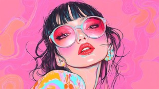 潮流酷女孩的梦幻色彩世界