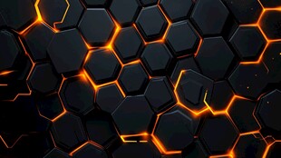 炫酷黑橙六边形科技纹理