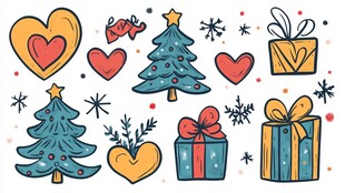 圣诞爱心礼物元素集合