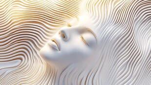 梦幻波纹中的静谧人脸