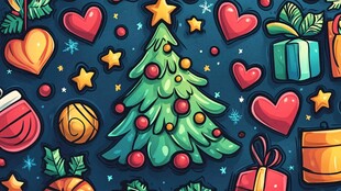 欢乐圣诞元素插画图案