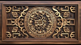 中式雕花木雕装饰图案