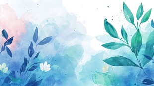 清新水彩风植物花卉背景