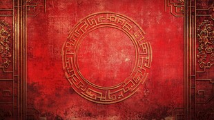 中式红底古典花纹背景图