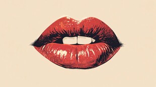 鲜艳红唇插画