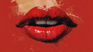 性感红唇艺术插画