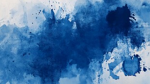 蓝色水彩泼墨抽象背景图