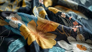 精美花卉图案刺绣布料