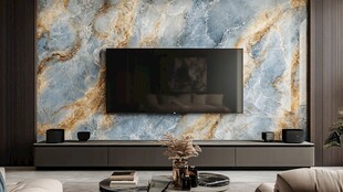 轻奢风大理石电视背景墙