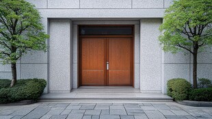 现代风格双开木门庭院入口