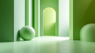 绿色几何空间场景展示