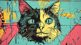 多彩涂鸦猫头像