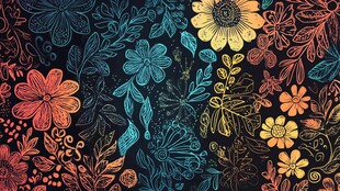 手绘多彩花卉图案背景