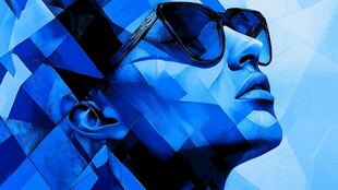 蓝色几何风酷炫墨镜人物