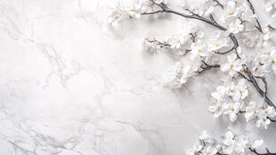 白玉兰绽于大理石背景