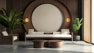 现代中式风客厅优雅场景