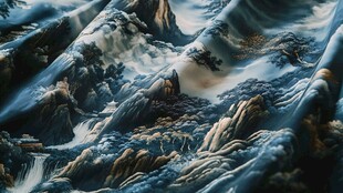 水墨风格壮丽山水景观