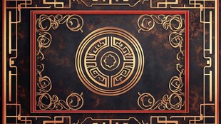 中式古典黑金花纹装饰图案