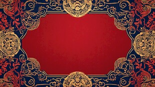 中式古典花纹红色背景框
